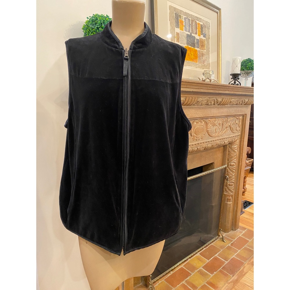 Charter Club Woman Black Reversible Vest Velvet Quilted Mock Neck Plus Size